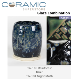 Rainforest SW185 over Cenote SW189 Stoneware Glaze Combination